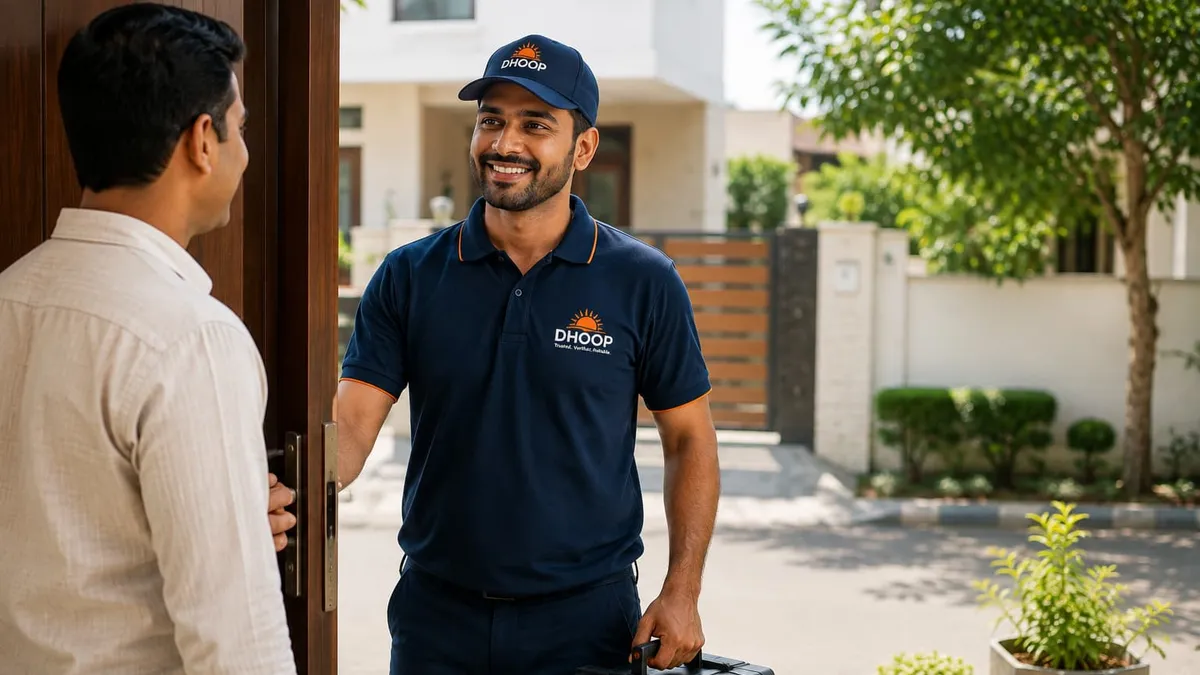 DHOOP-verified electrician arriving at a Rudrapur home doorstep