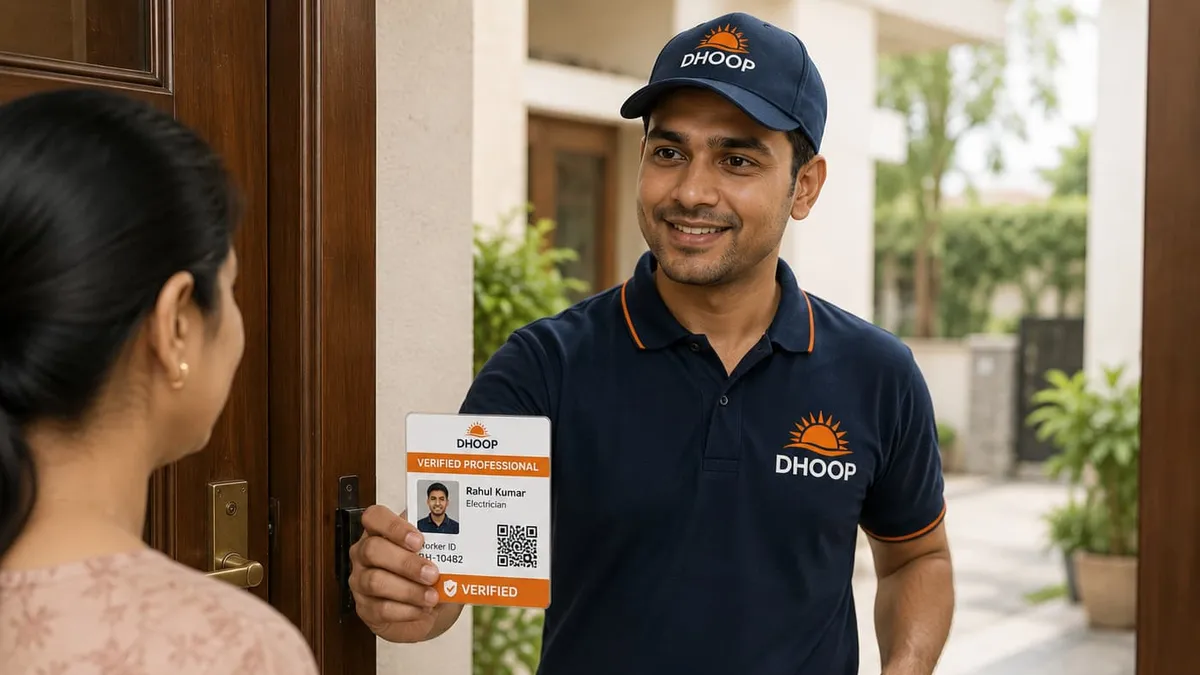 DHOOP verified professional showing identity badge during a background check