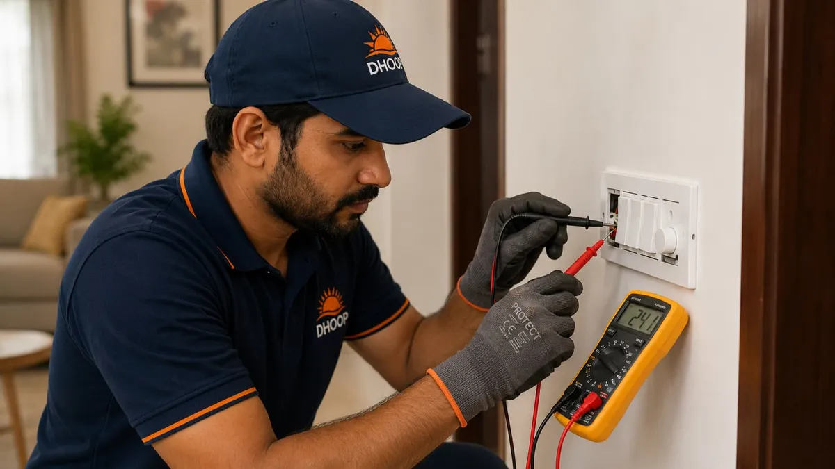 Electrician checking a faulty electrical switch for safety