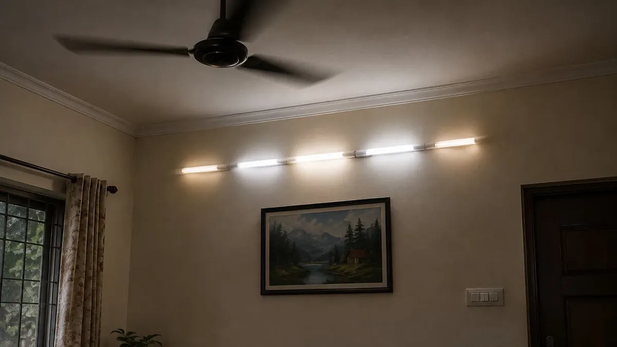Flickering light bulb in a home ceiling fixture, a common early warning sign of an electrical fault