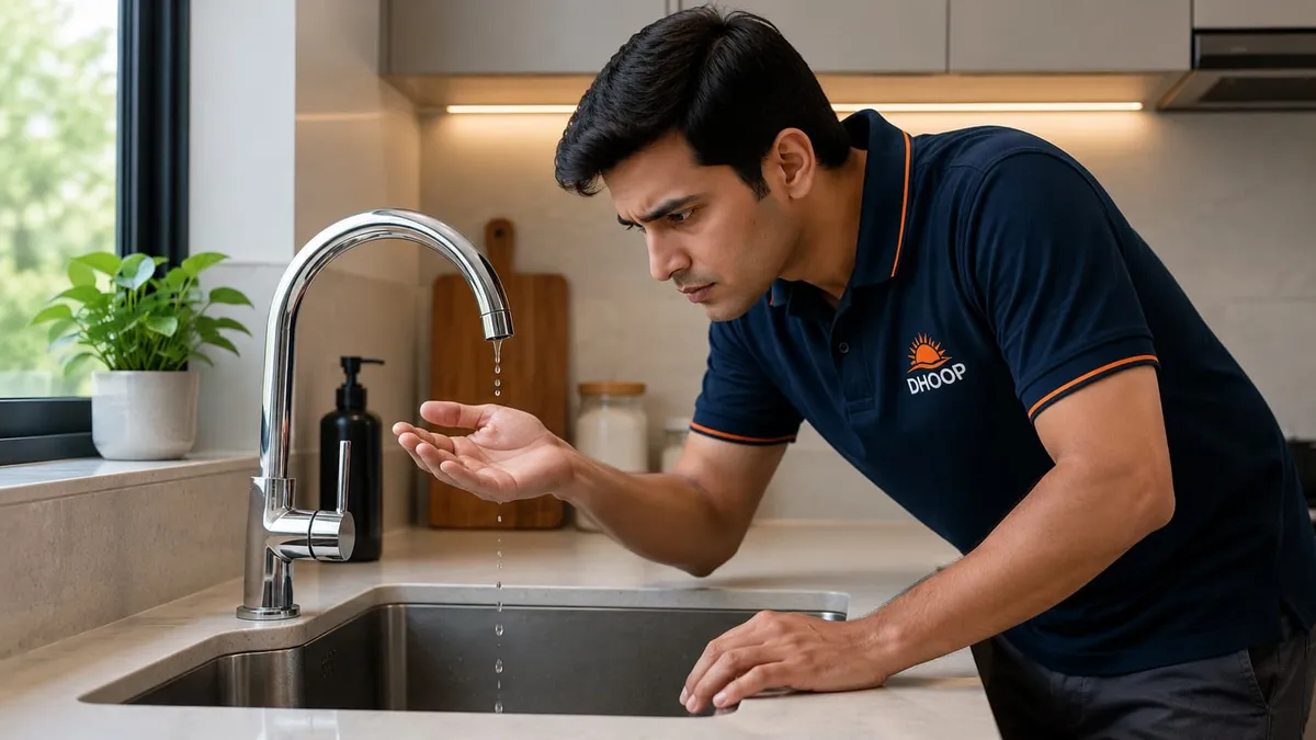 Homeowner checking a leaking tap for common household problems